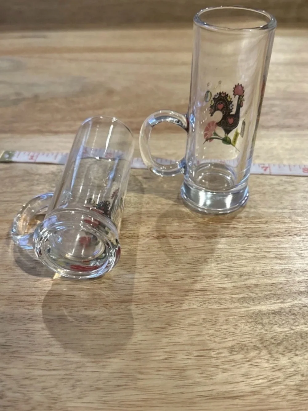 Portuguese Shot Glasses with Rooster Design and handle